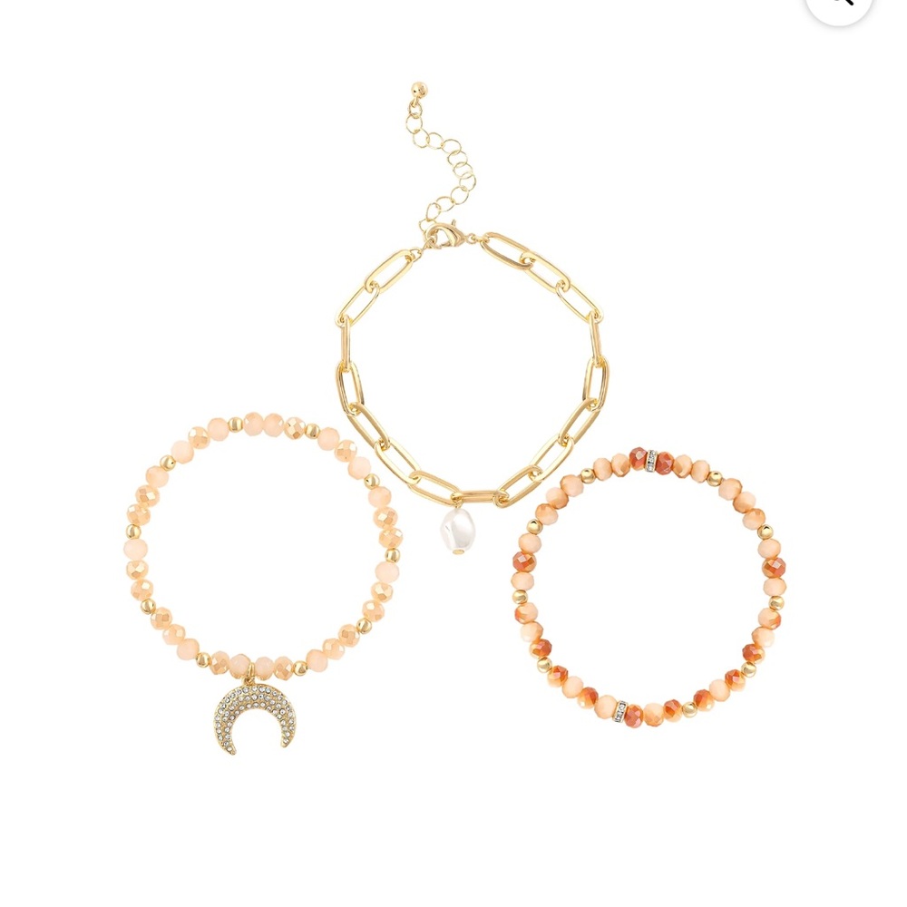 Perfect V-day Jessica Simpson Gold and Peach Bracelet Trio